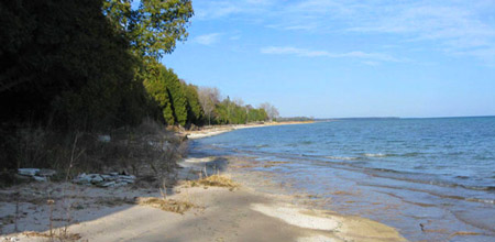 Lake Michigan shore lokking North form cabin